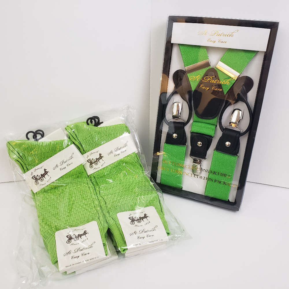 Lime Convertible Suspenders & Socks Set - See info